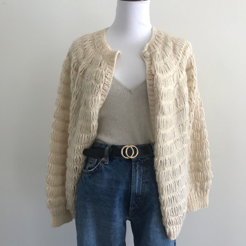 Handmade Cream Loose Knit Sweater Cardigan